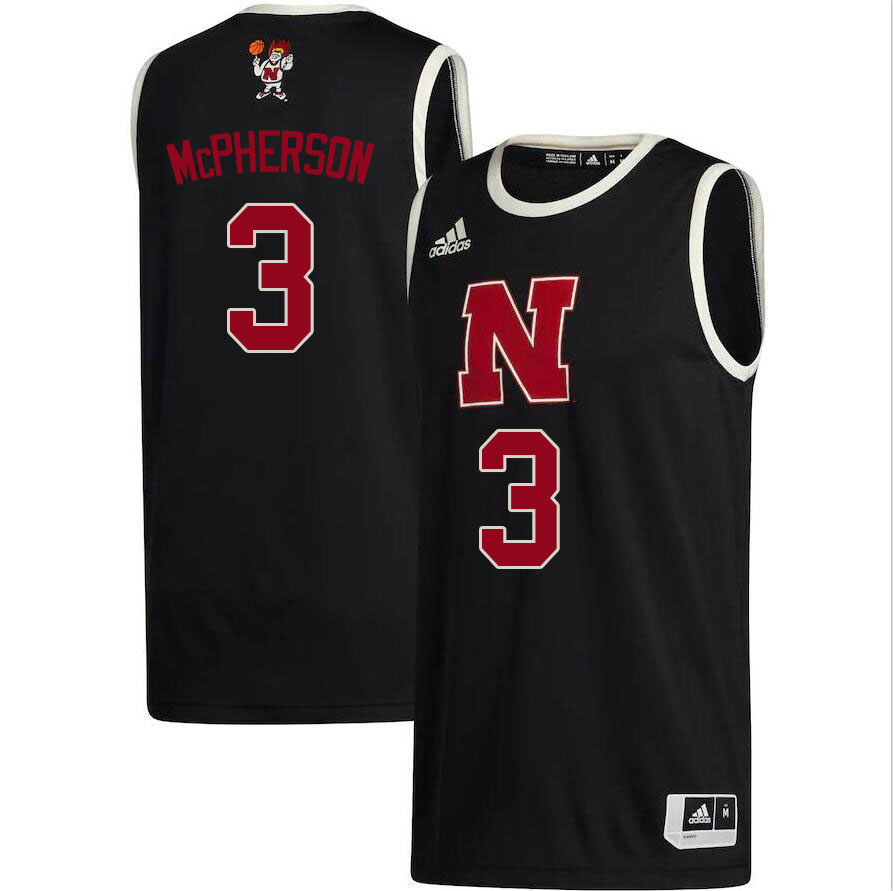 Men #3 Quaran McPherson Nebraska Cornhuskers College Basketball Jerseys Sale-Black - Click Image to Close
